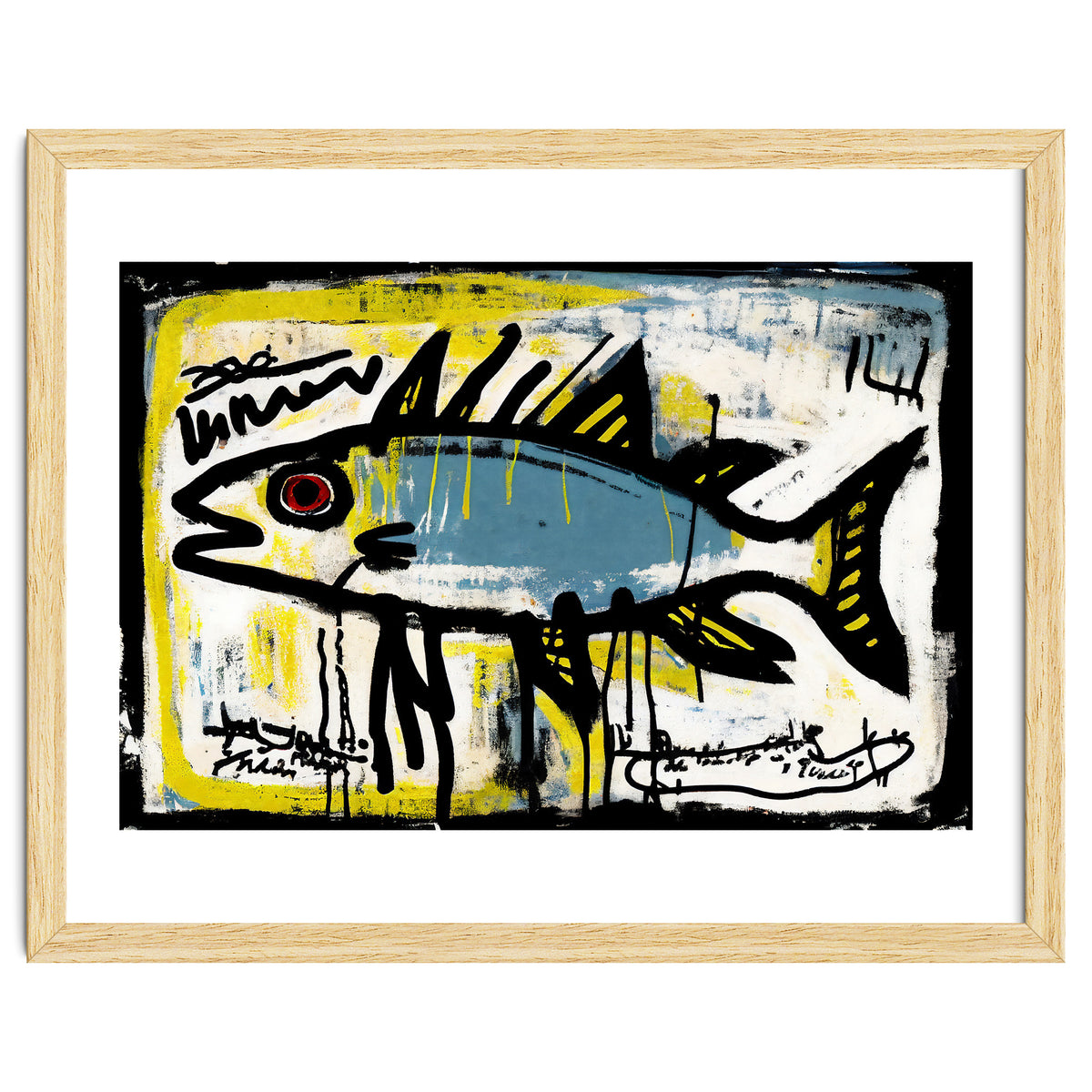 Blue Trout in Spray Painted Style Painting