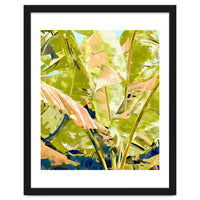 Blush Banana Tree, Tropical Banana Leaves Painting