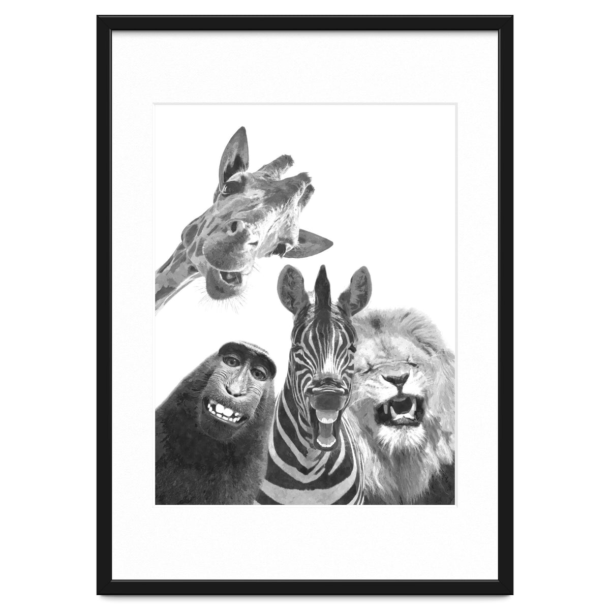 Black and White Jungle Animal Friends