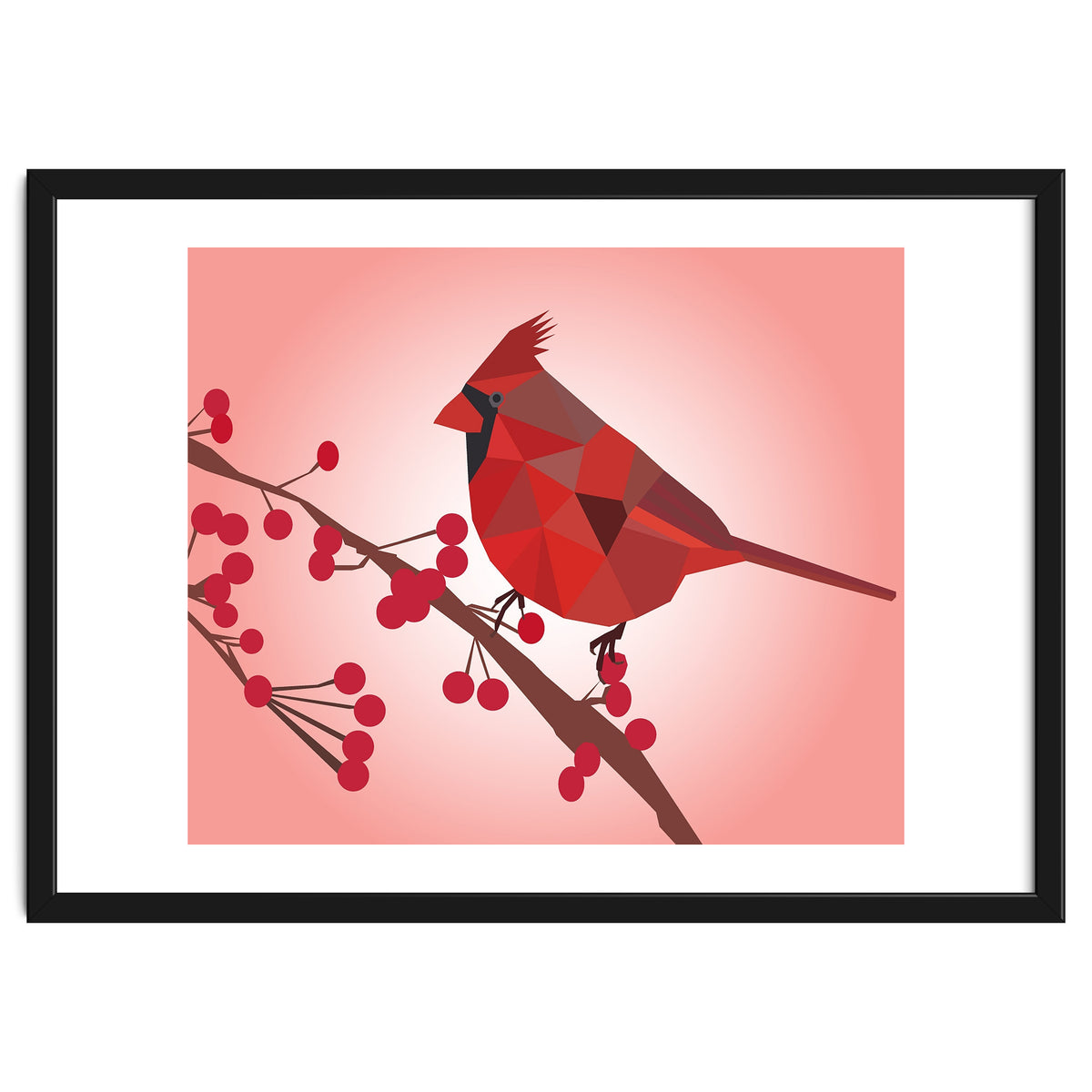 Northern Cardinal Bird Low Poly Art