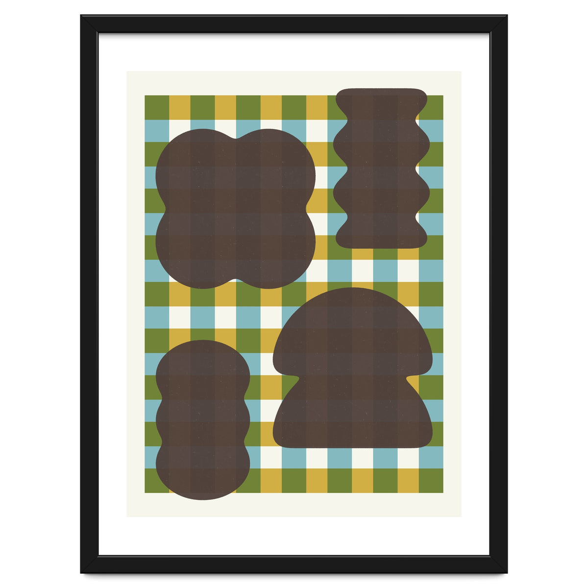 Funky Organic Shapes on a Plaid Background