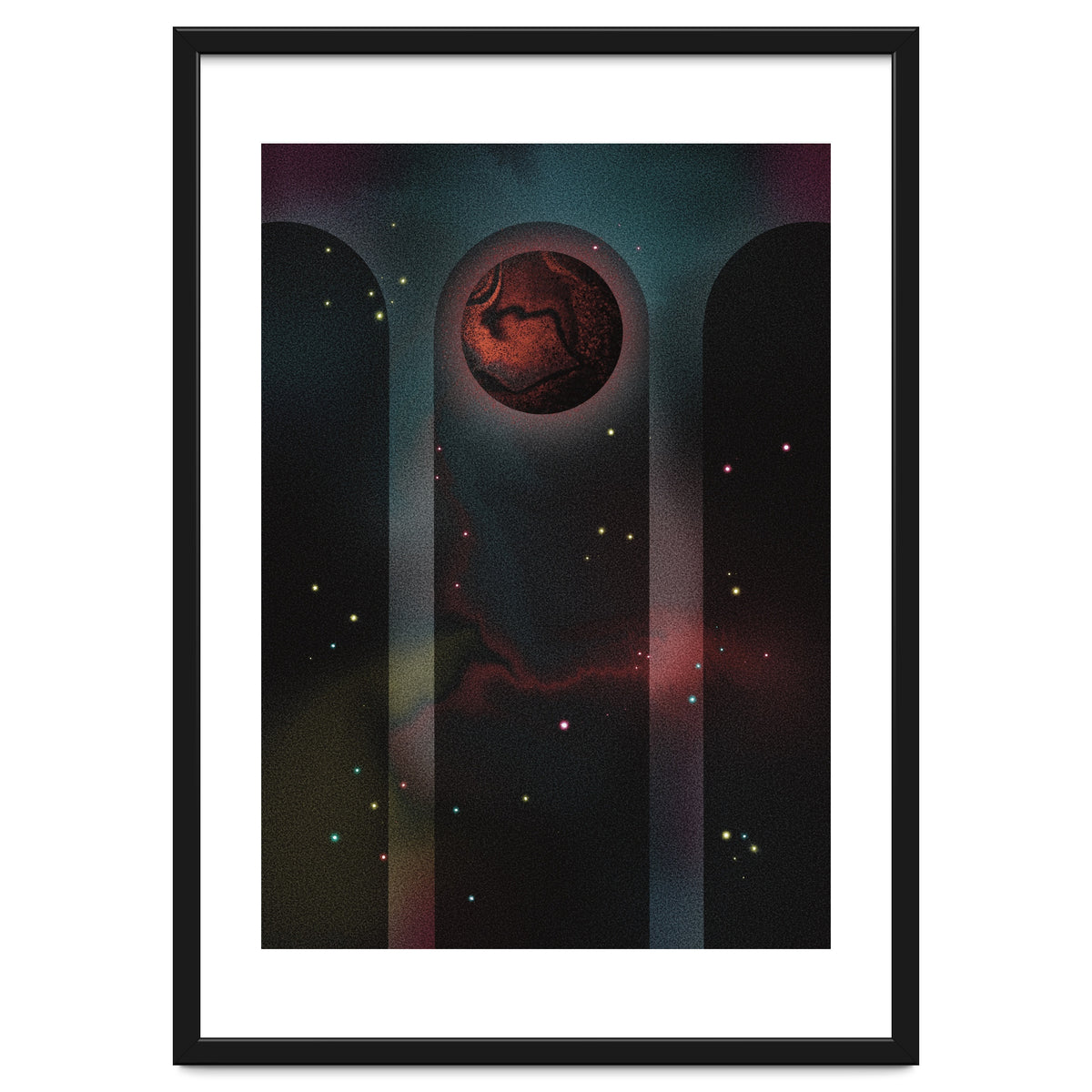 Space Temple with red planet