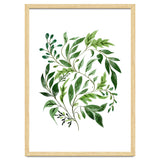 Botanical Abundance, Fresh Green Nature Watercolor Painting, Vibrant Leaves Minimal Illustration thumbnail