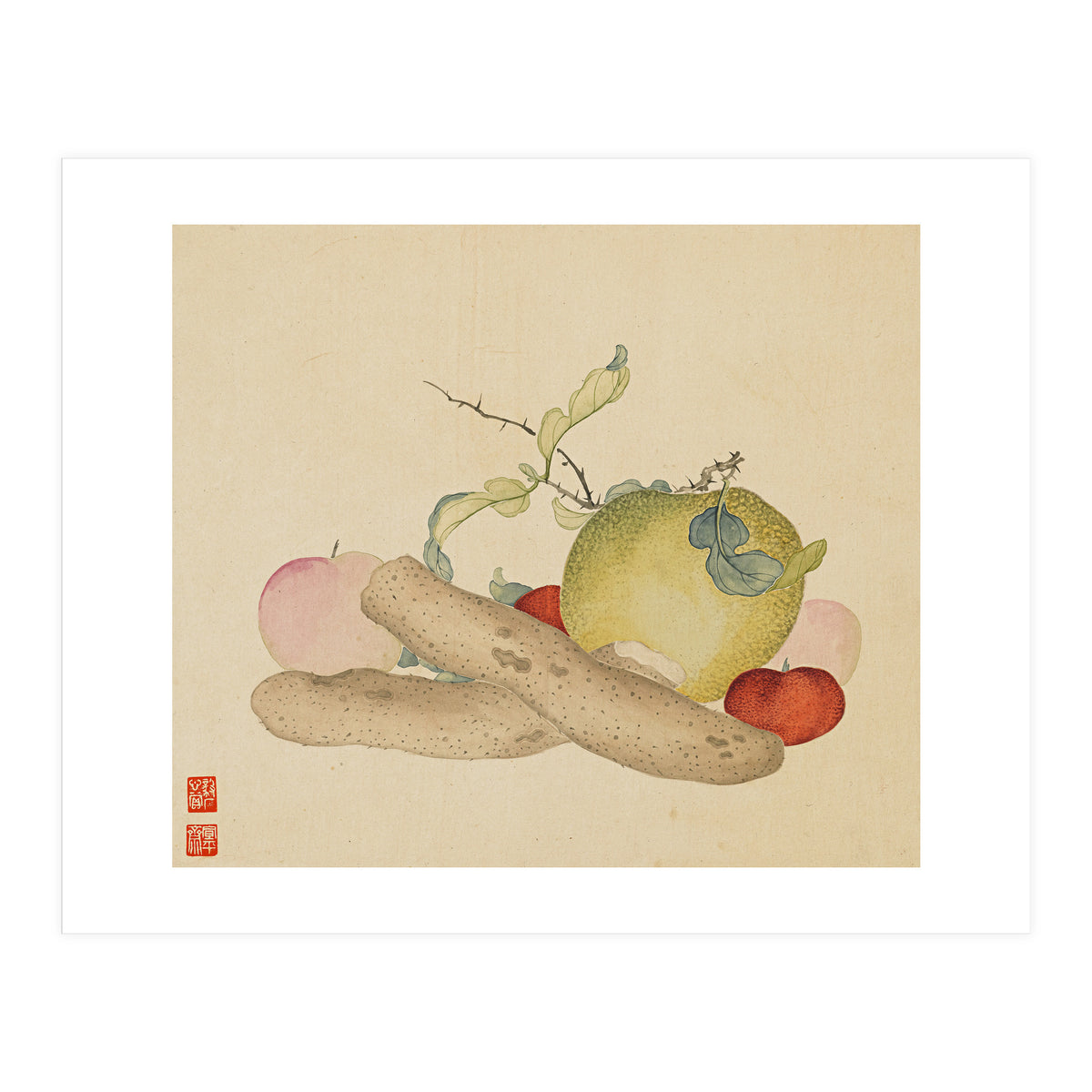 Wang Chengyu~flowers And Vegetables, Vegetables, Fruits, Yam, Apple, Pear (Print Only)
