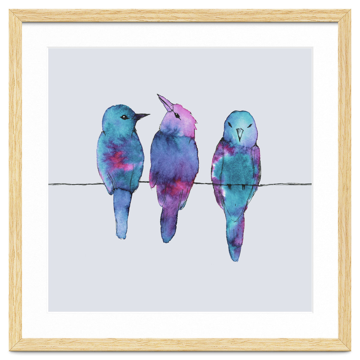 Three birds on a wire