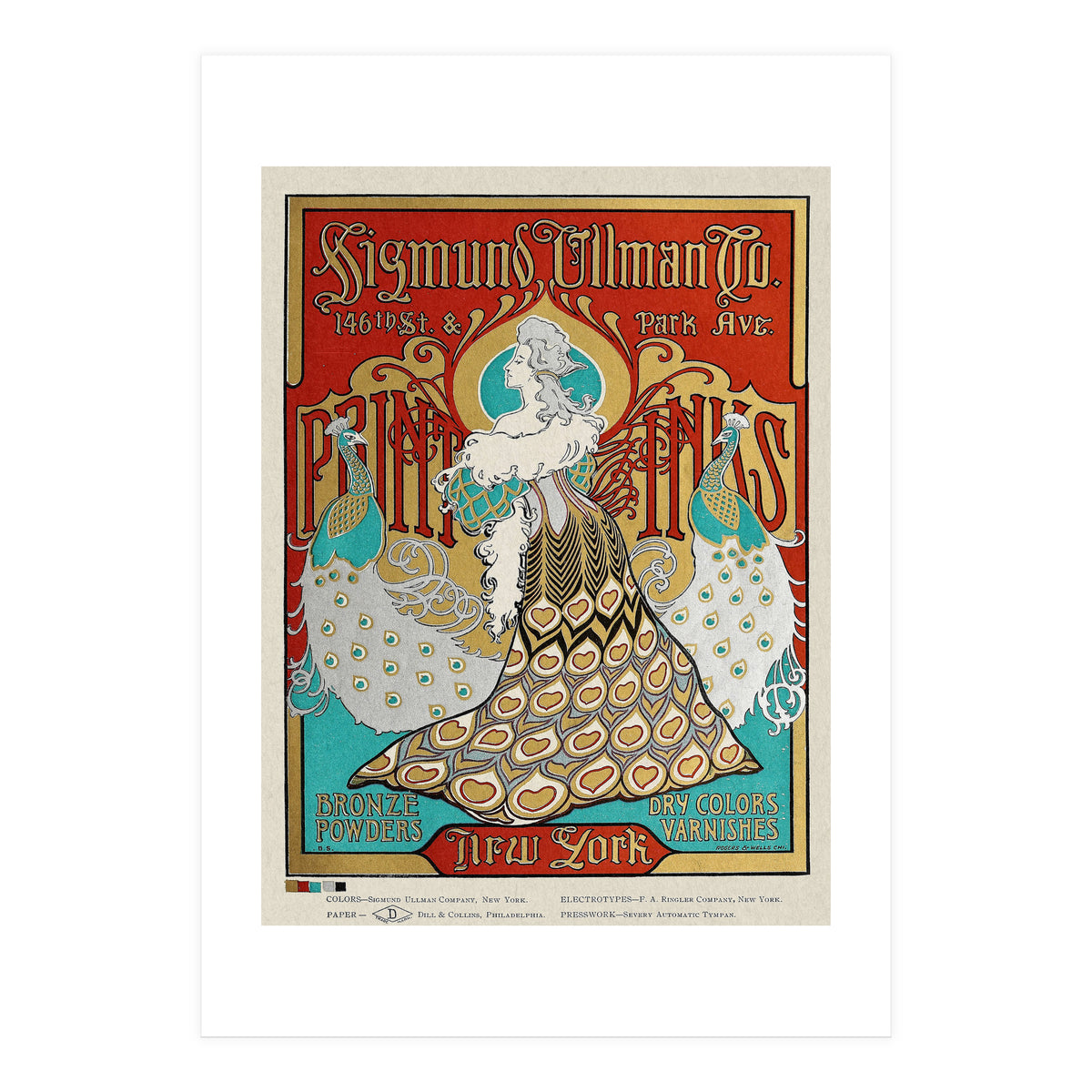 Sigmund Ullman Bronze Powders Advertisement (With Peacocks) (Print Only)