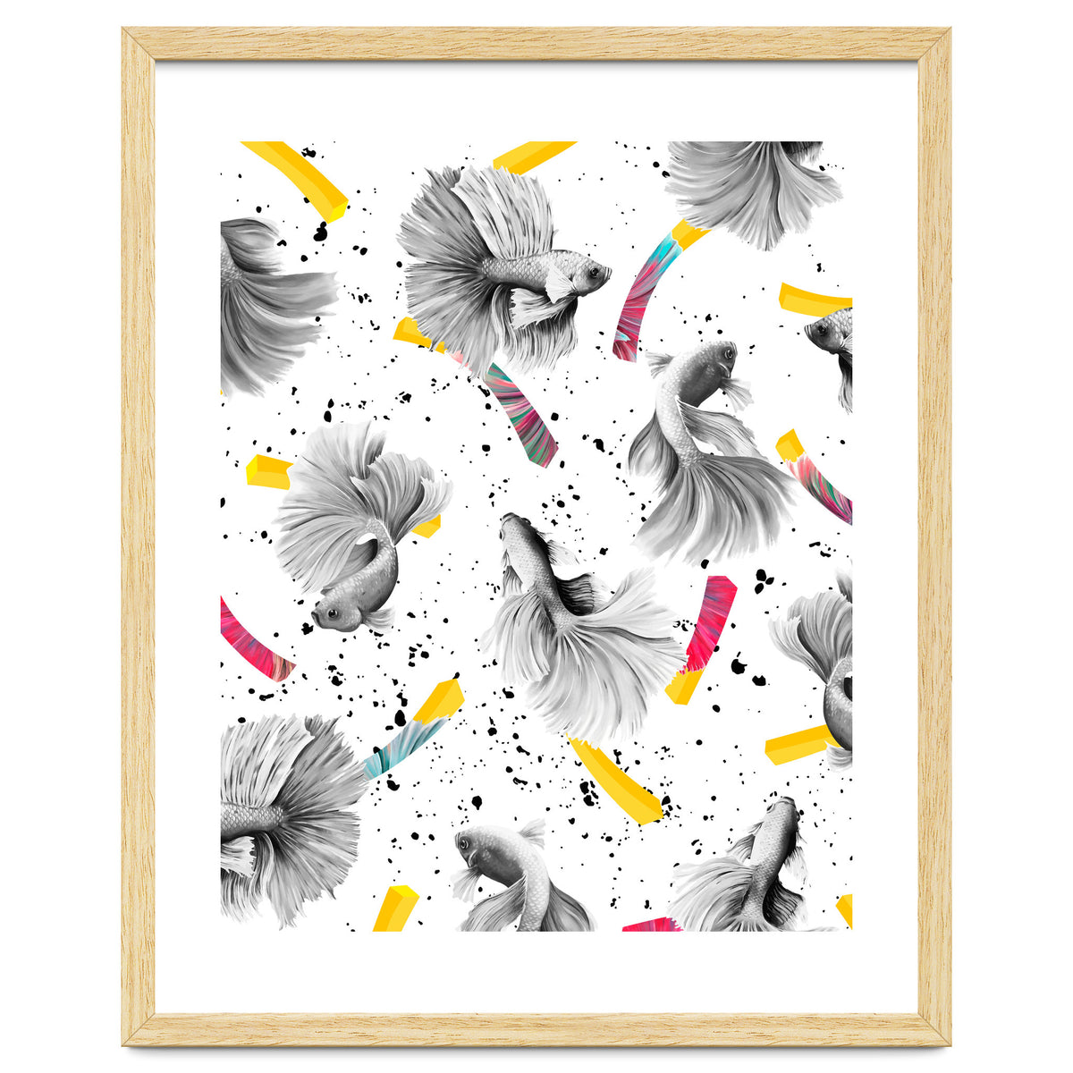 Fish & Chips, Eclectic Quirky Vintage British, French Fries Food Boho Illustration Graphic