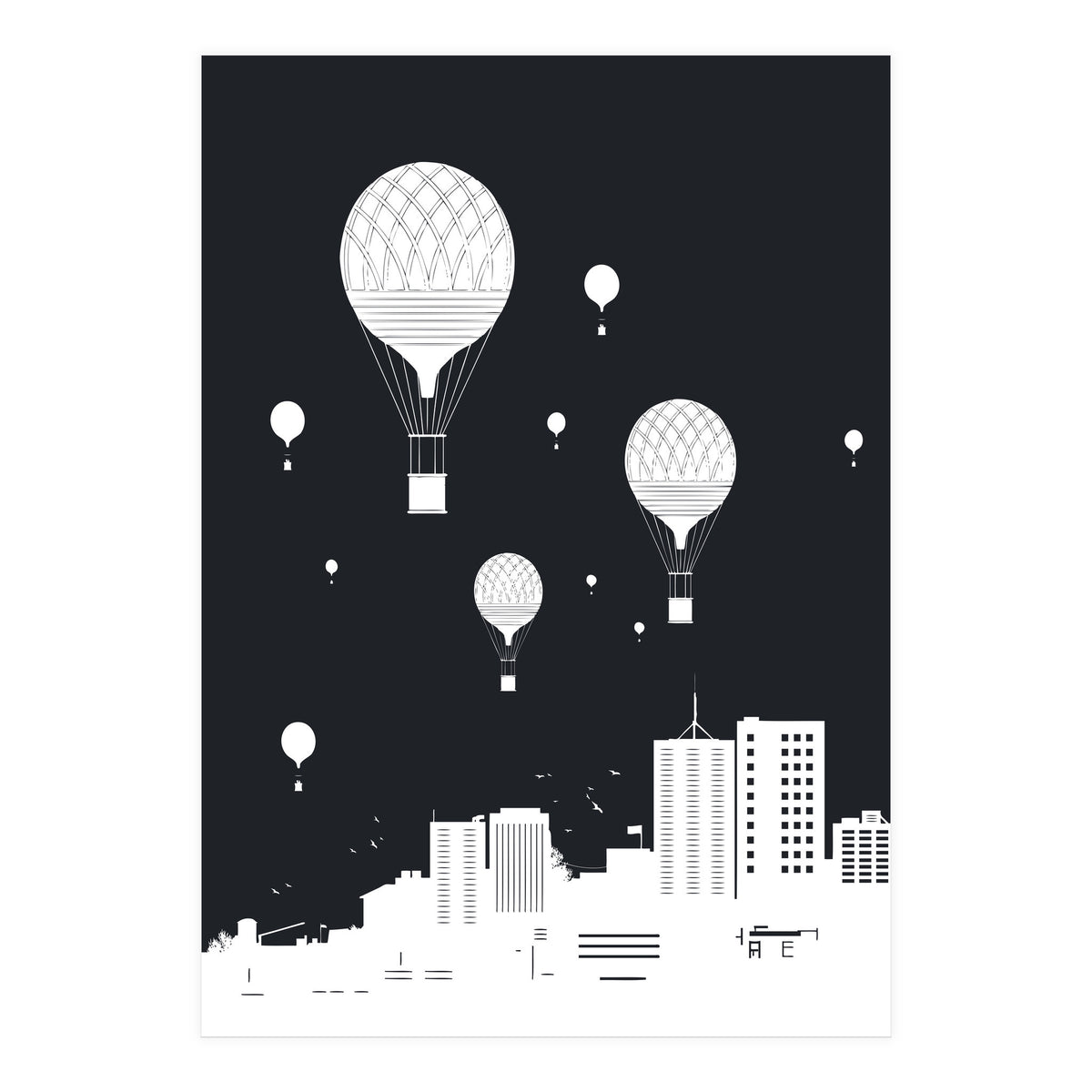 Balloons And The City (dark version) (Print Only)