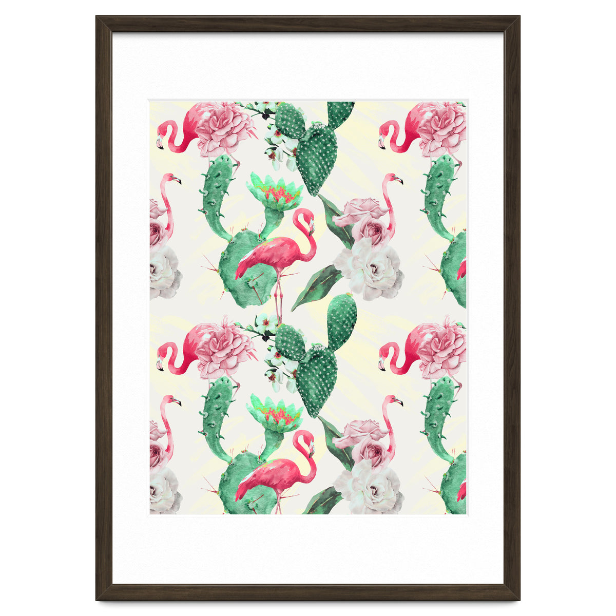Flamingos, geometric and flowers