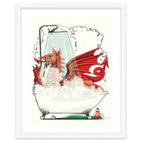 Welsh Dragon in the Bath, Funny Bathroom Humour, Wales, Britain, United Kingdom