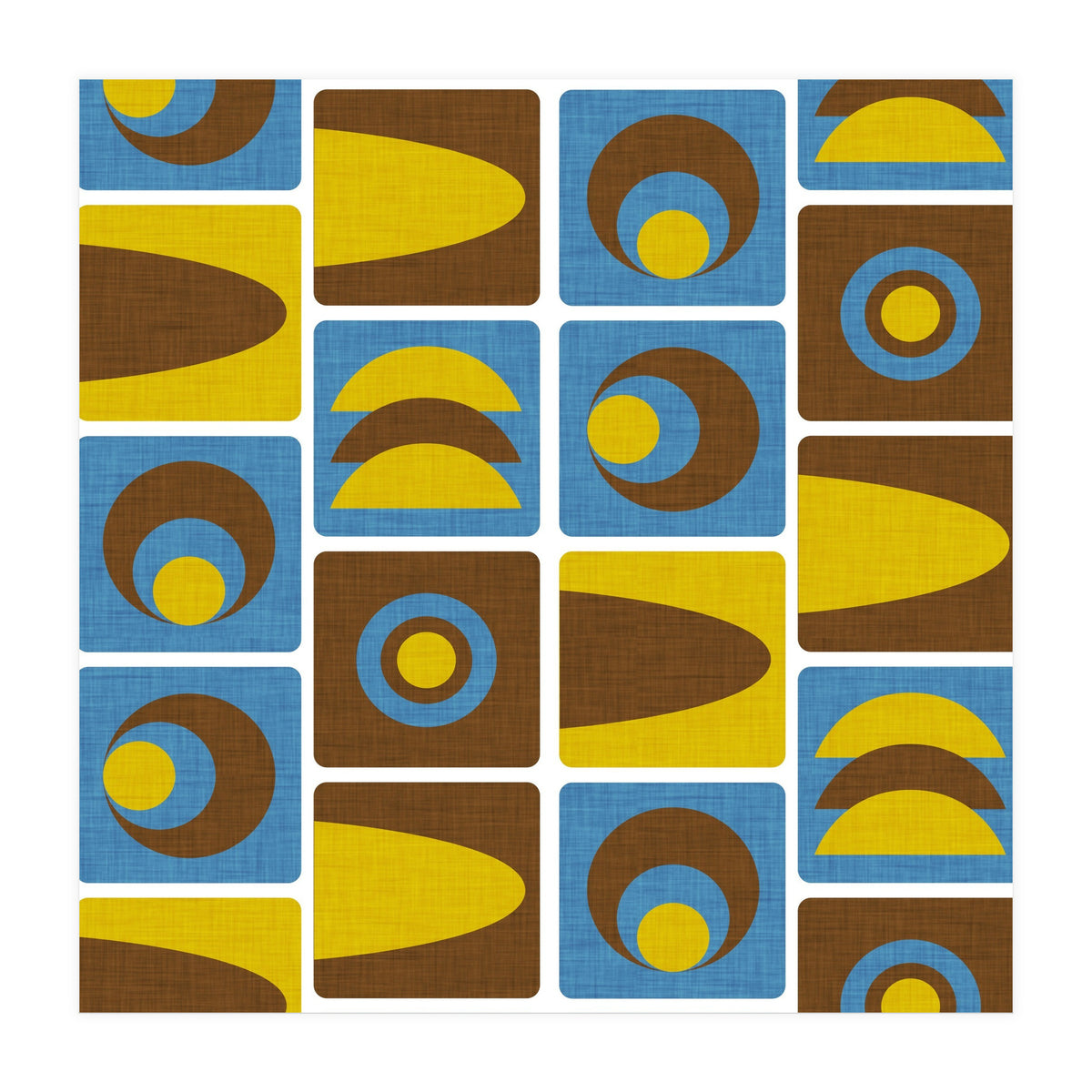 70s Cube Geo Blue  (Print Only)