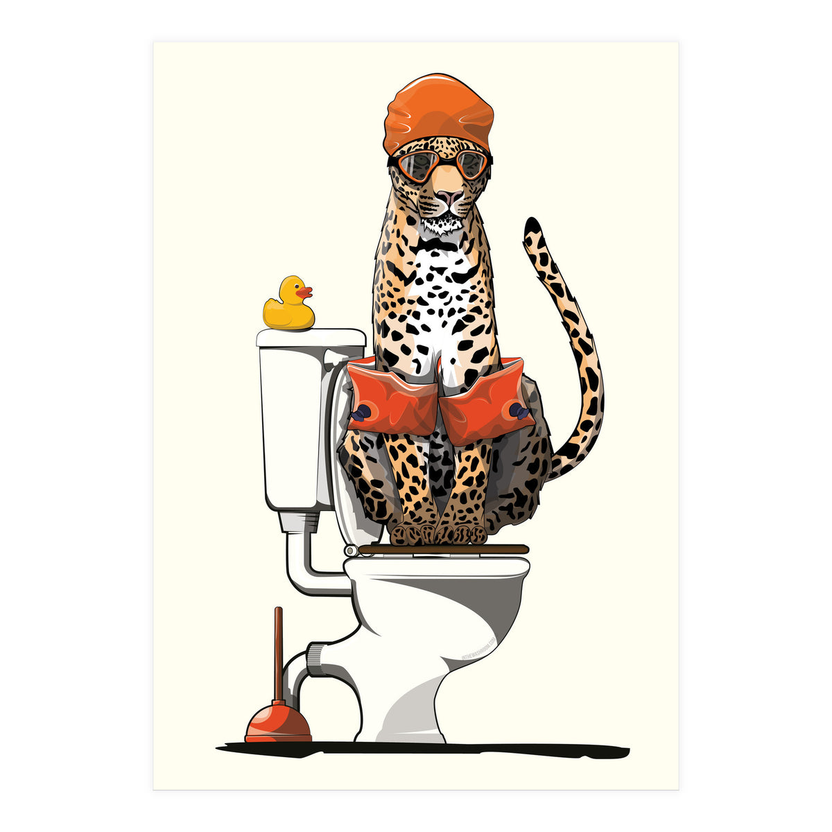 Leopard on the Toilet, Funny Bathroom Humour (Print Only)