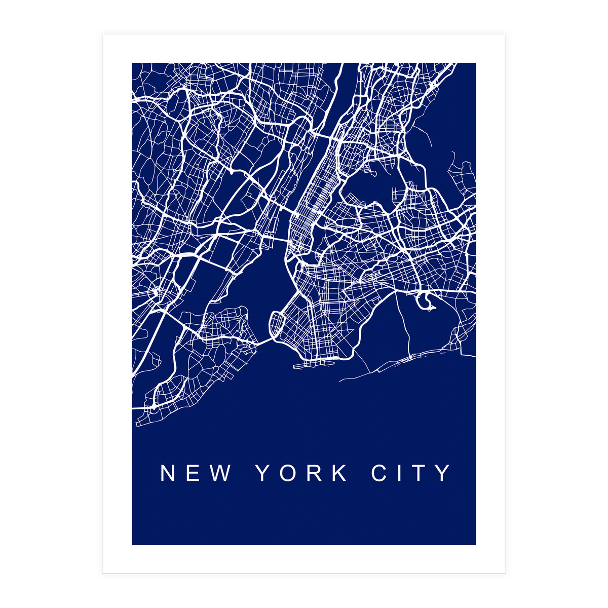 New York City Streets Blue Map (Print Only)