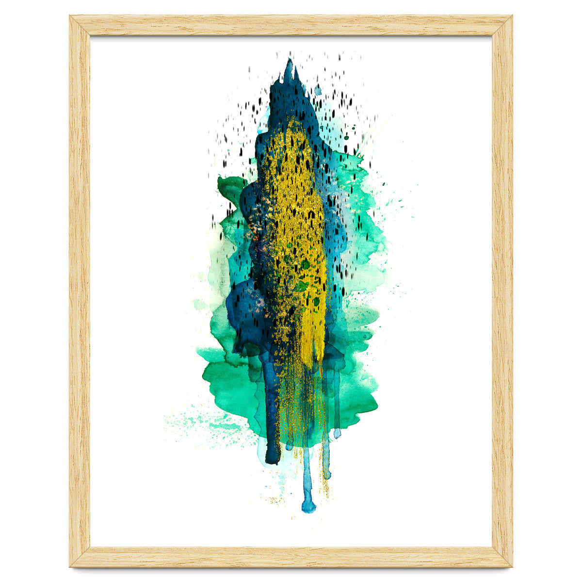 Abstract watercolour peacockgold