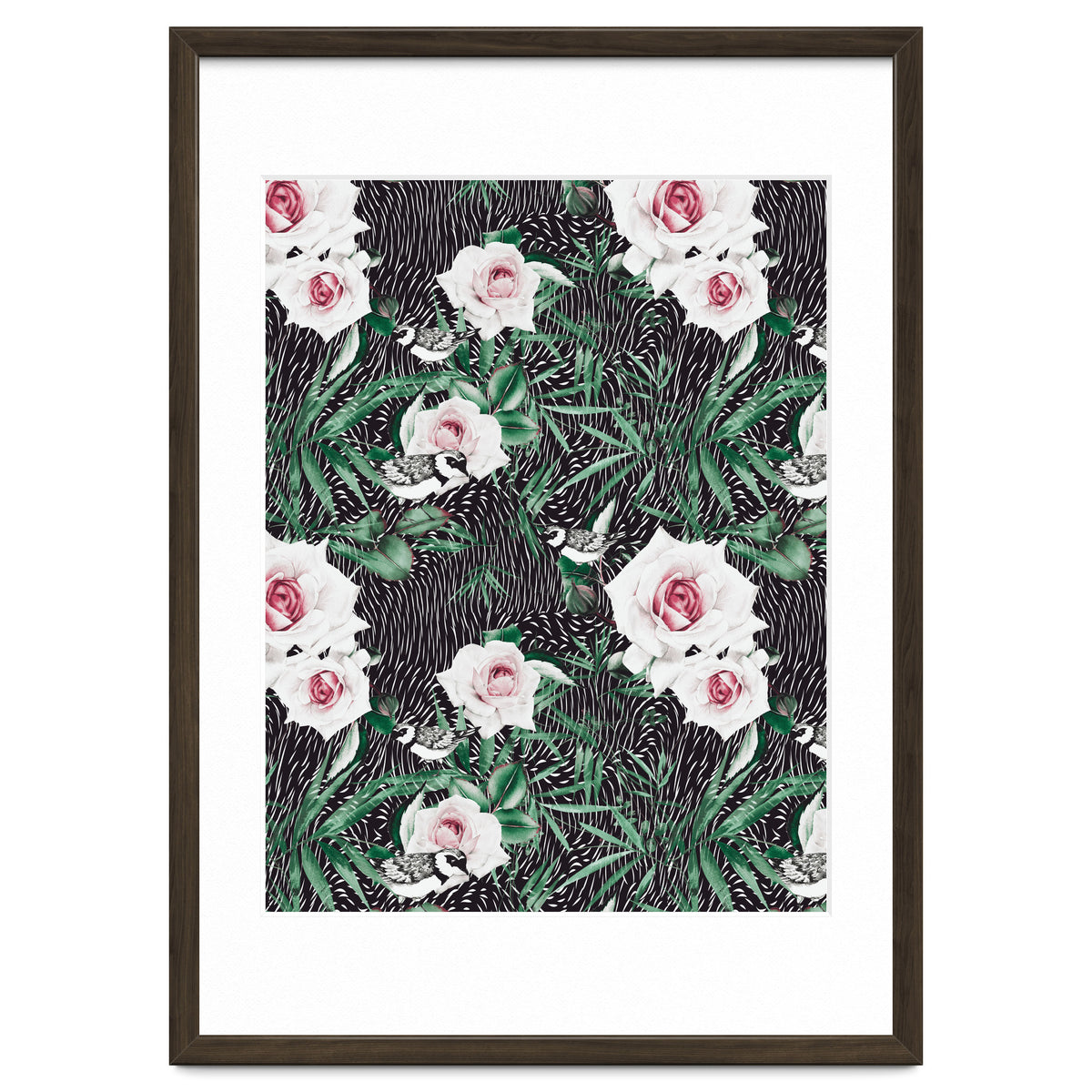 Dark flowery abstract of birds