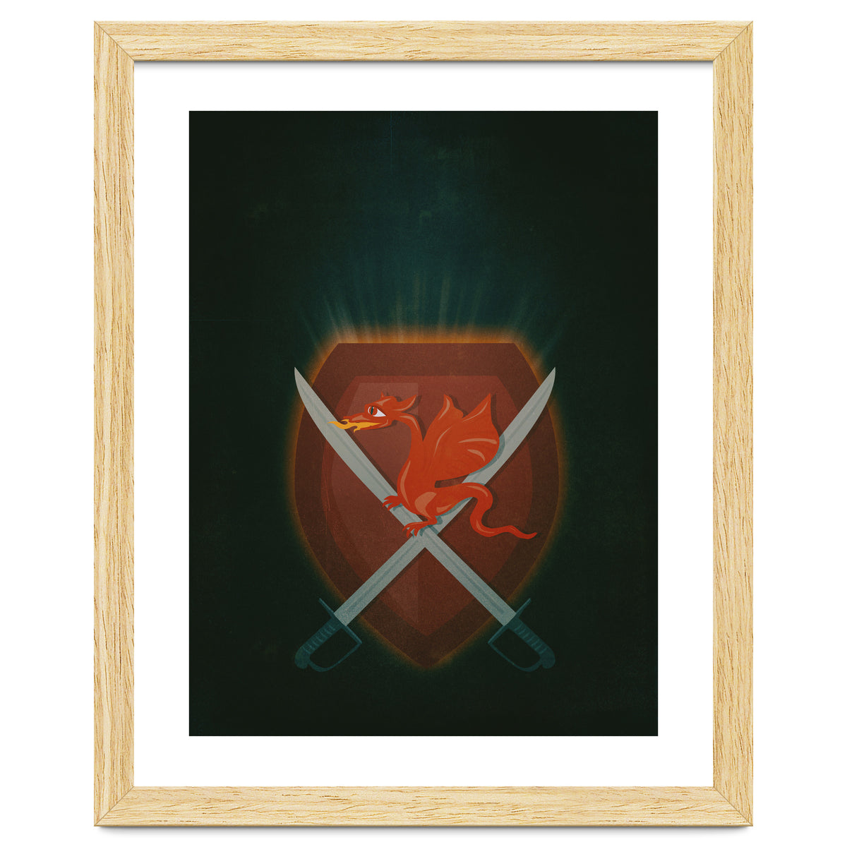 Heraldic dragon and cutlasses