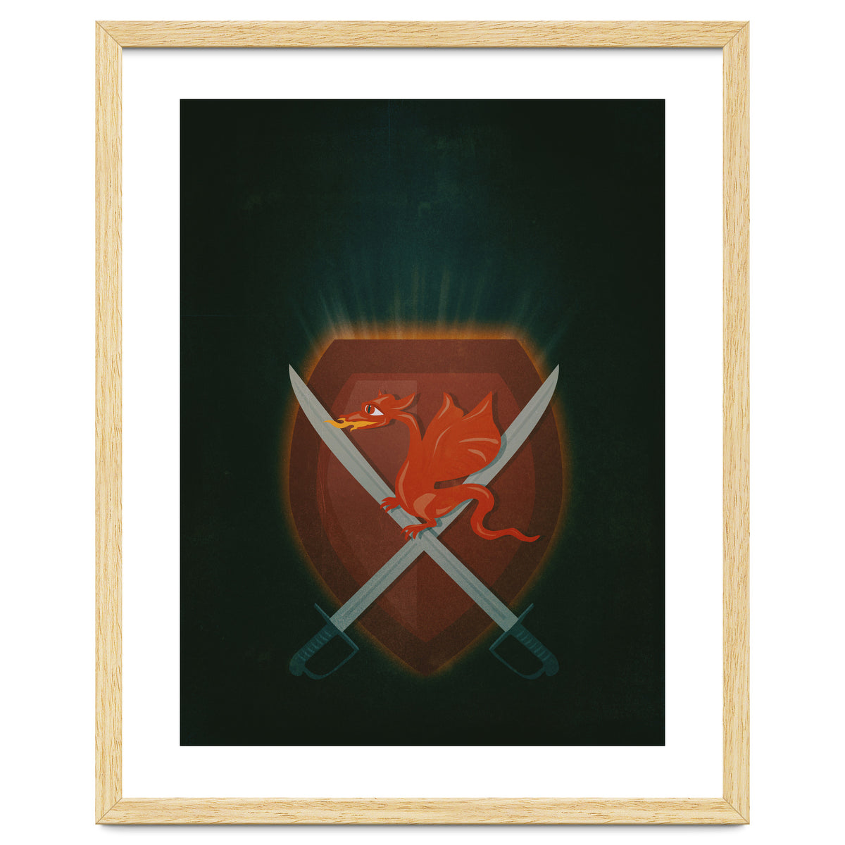 Heraldic dragon and cutlasses