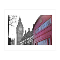London Big Ben Red Phone Booth  (Print Only)