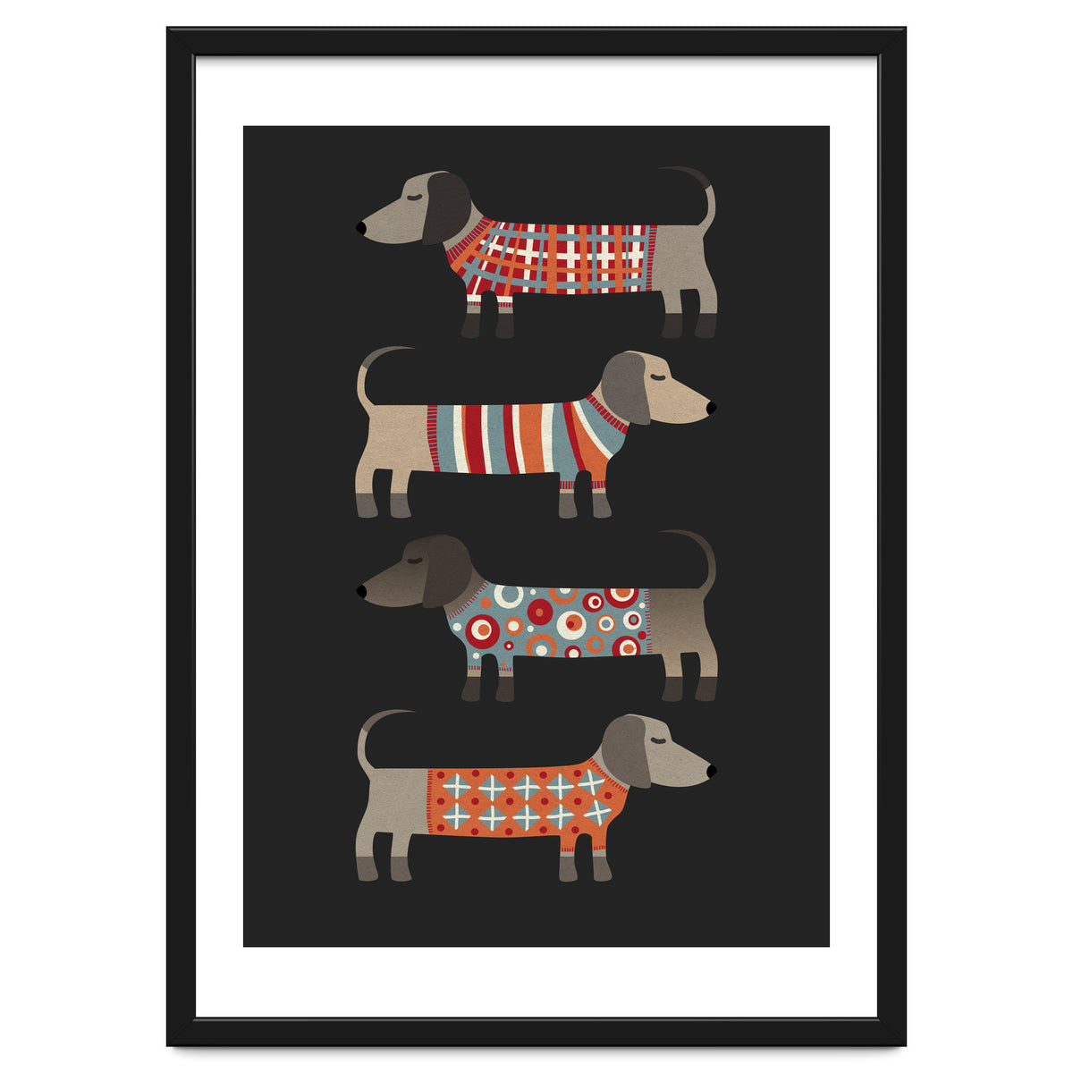 Sausage Dogs In Sweaters Dark