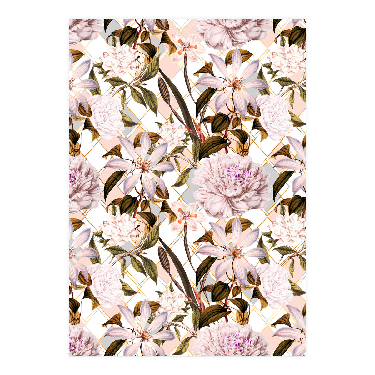 Pink flowering in geometric (Print Only)