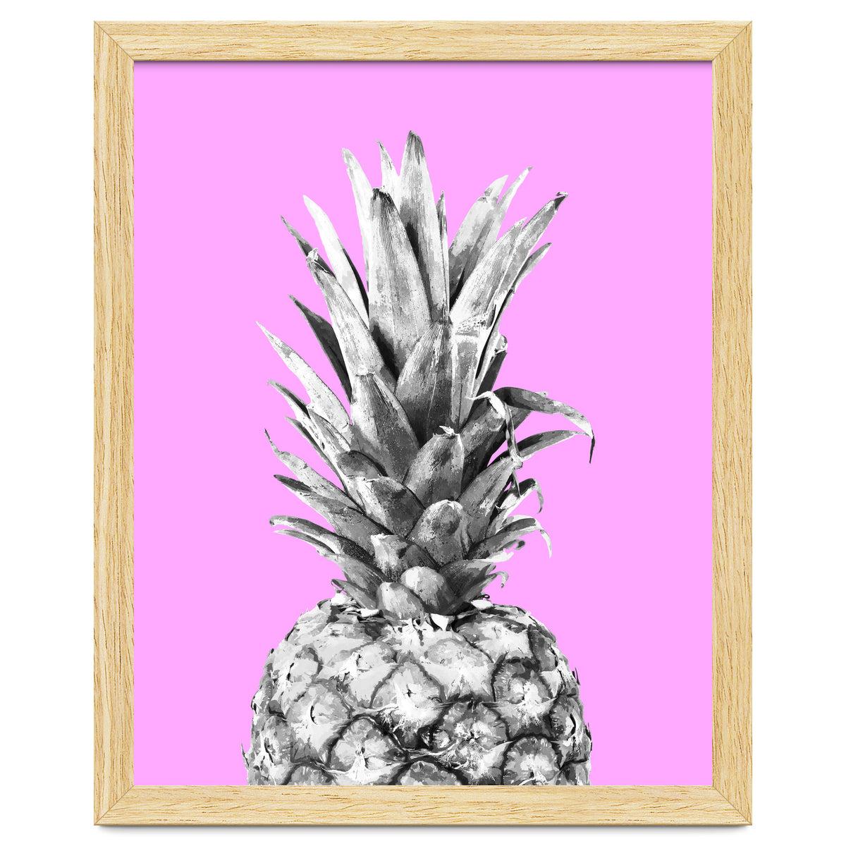 Black and White Pineapple Pink Background