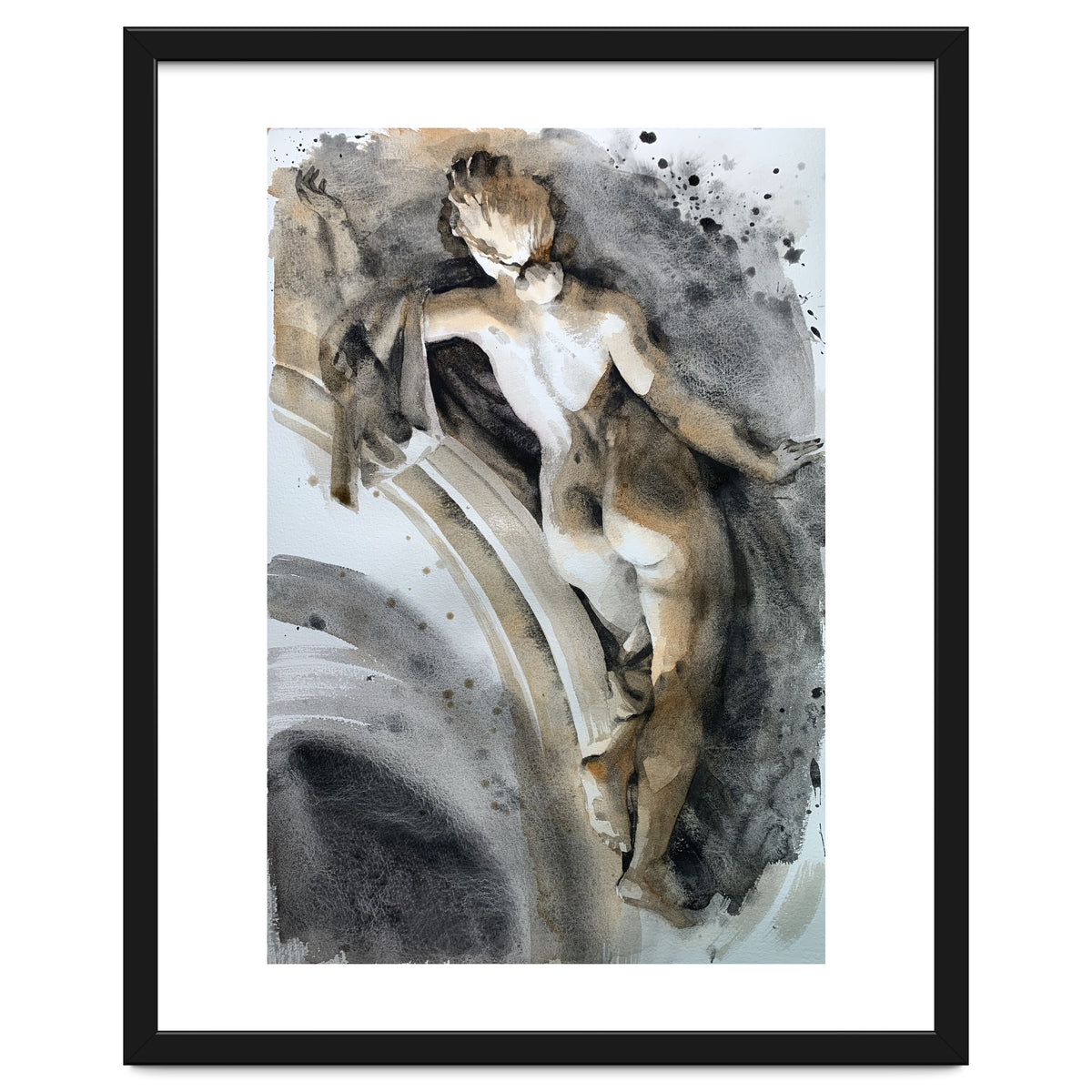 Antique sculpture of a naked girl from behind