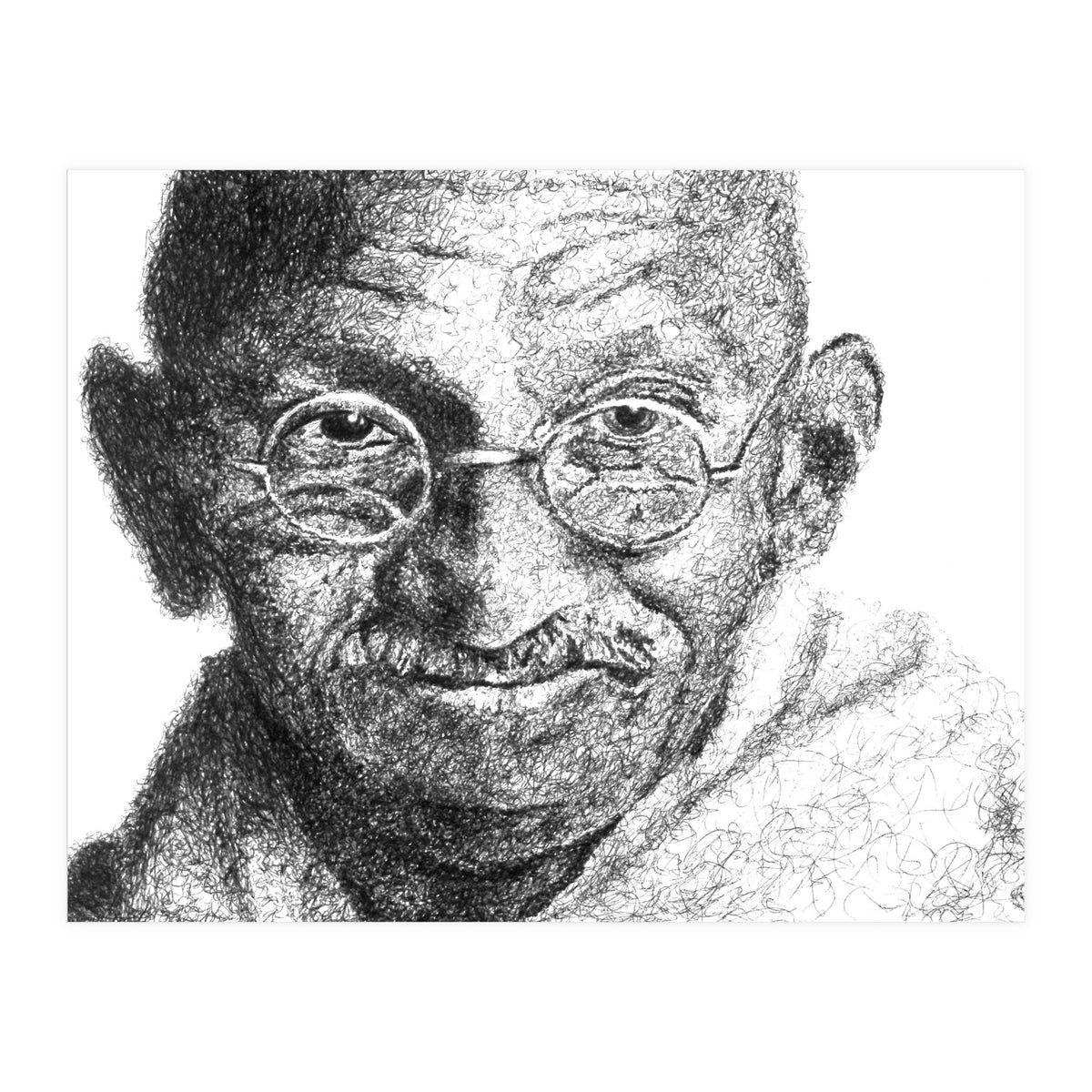 Mahatma Gandhi Scribble Style Portrait (Print Only)