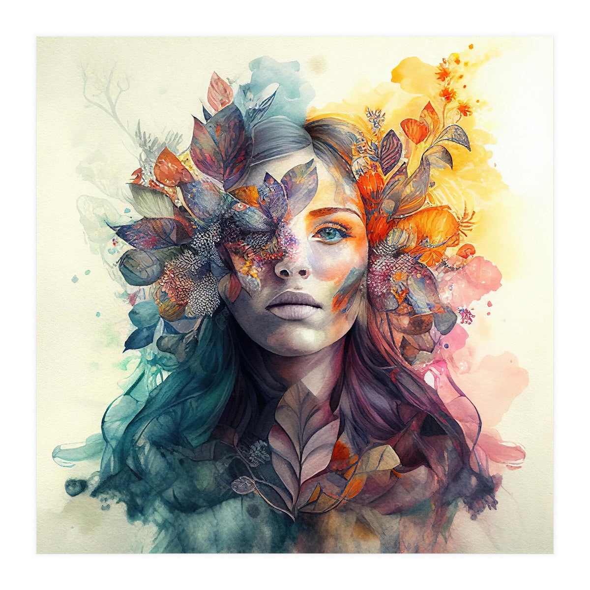 Watercolor Tropical Woman #3 (Print Only)