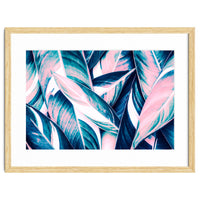 Botanical leaf pink and blue