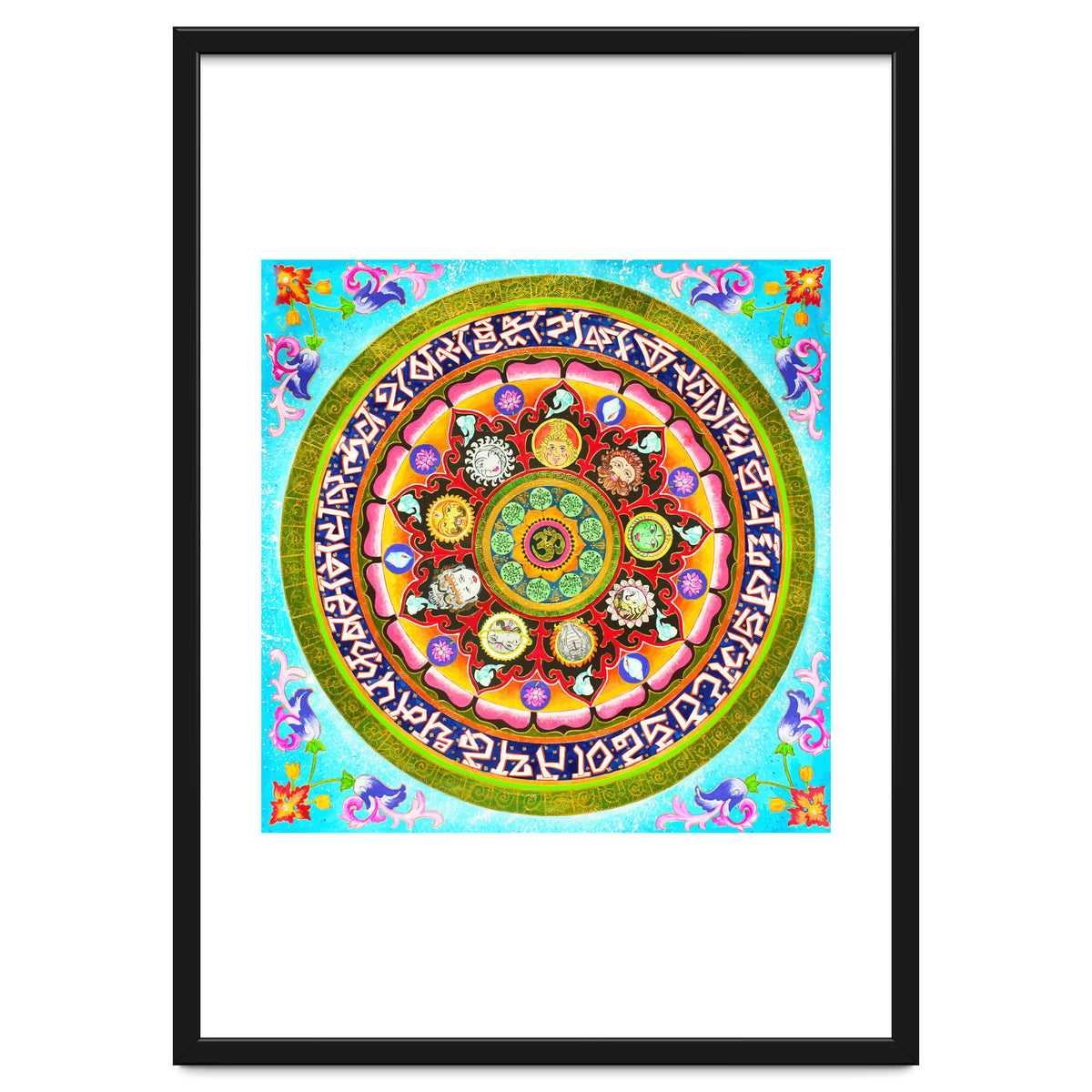 Chakra Mandala, Ayurveda Yoga Aum, Eclectic Colorful Bohemian Sun Sign Moon Sign Zodiac Astrology