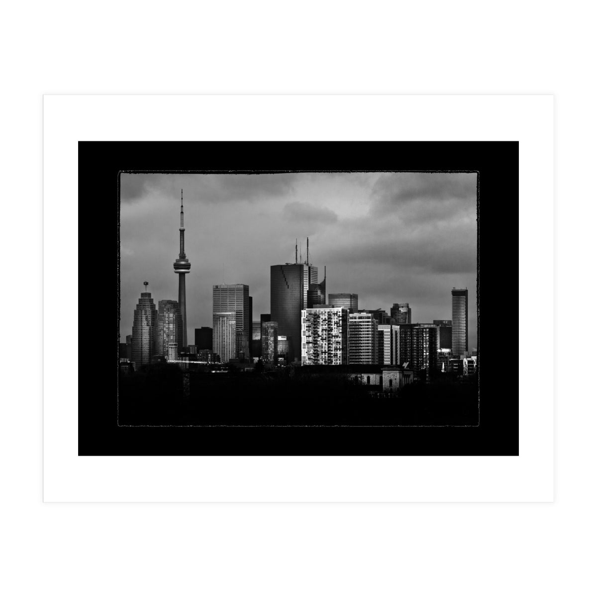 Toronto Skyline From The Pape Ave Bridge No 3 with Border (Print Only)