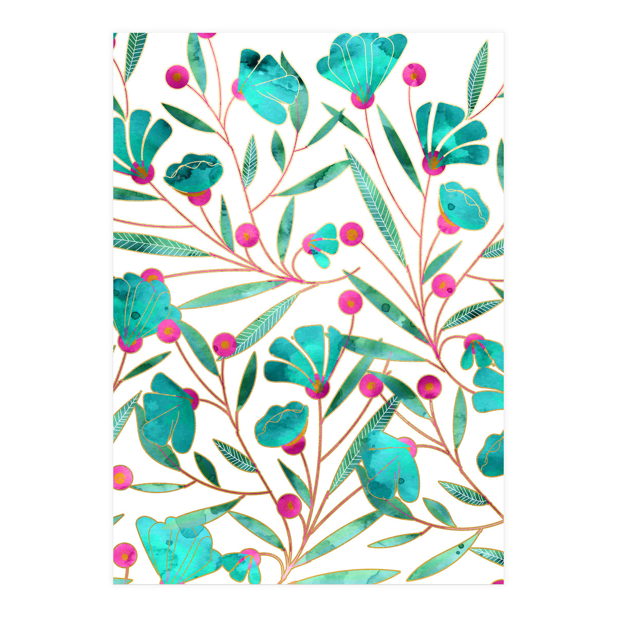 Turquoise Floral (Print Only)