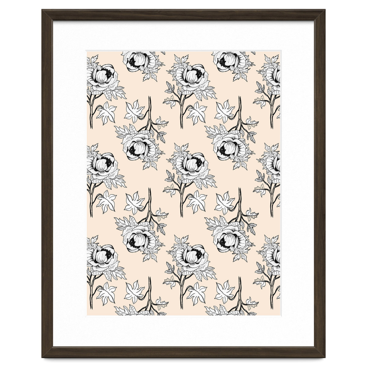 Drawing pattern of roses to pencil on beige