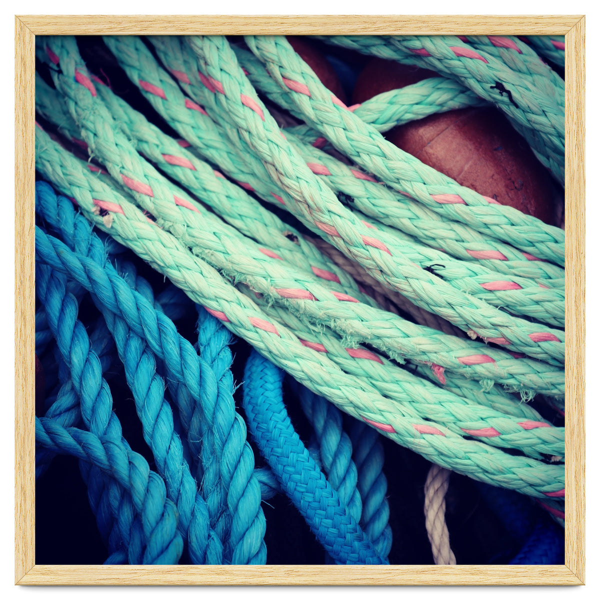 fishing ropes: blue and green