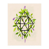 Geometric frame with leaves and flowers (Print Only) thumbnail