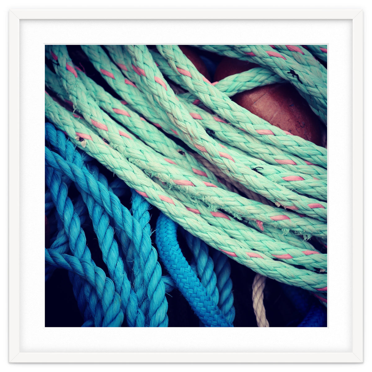 fishing ropes: blue and green