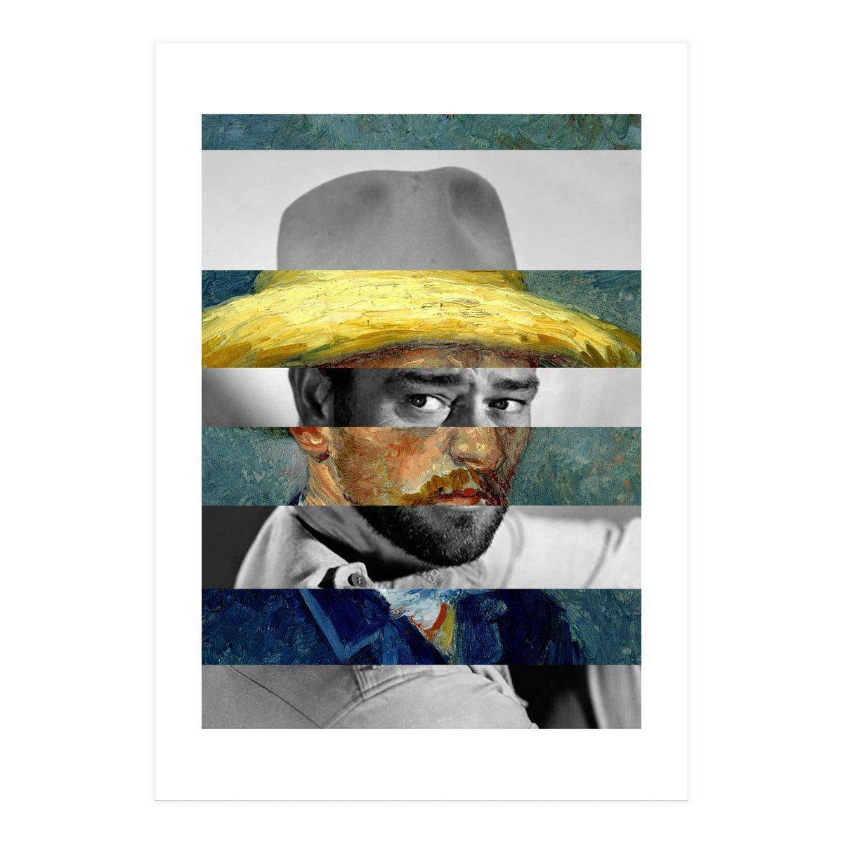 Van Gogh's Self Portrait With Straw Hat & John Wayne (Print Only)