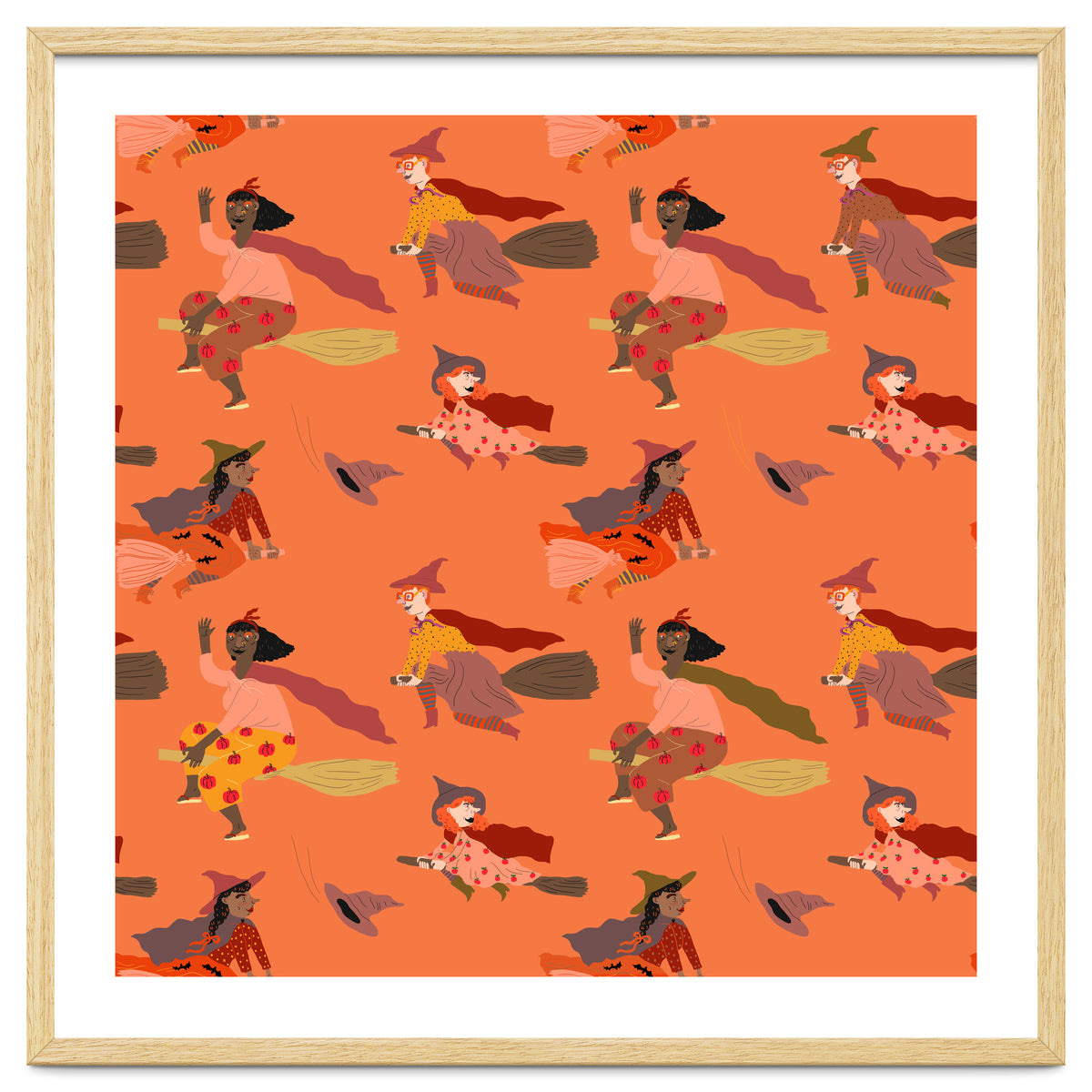 Tiny Witches Pattern (orange Backgrownd)