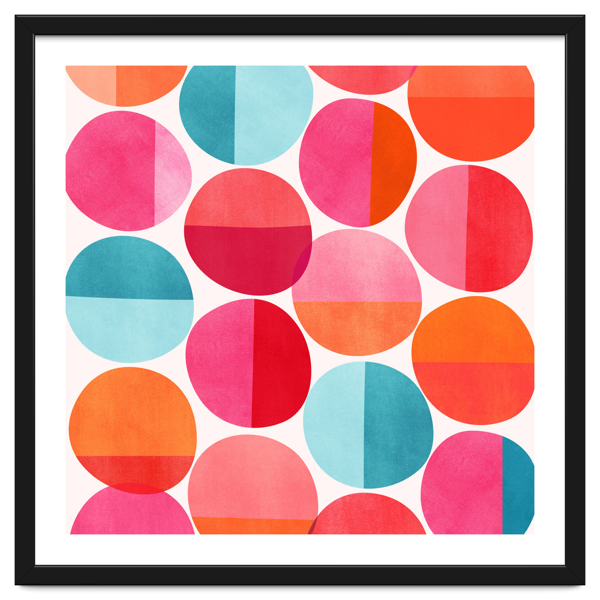 Mid Century Pink and Orange Dots