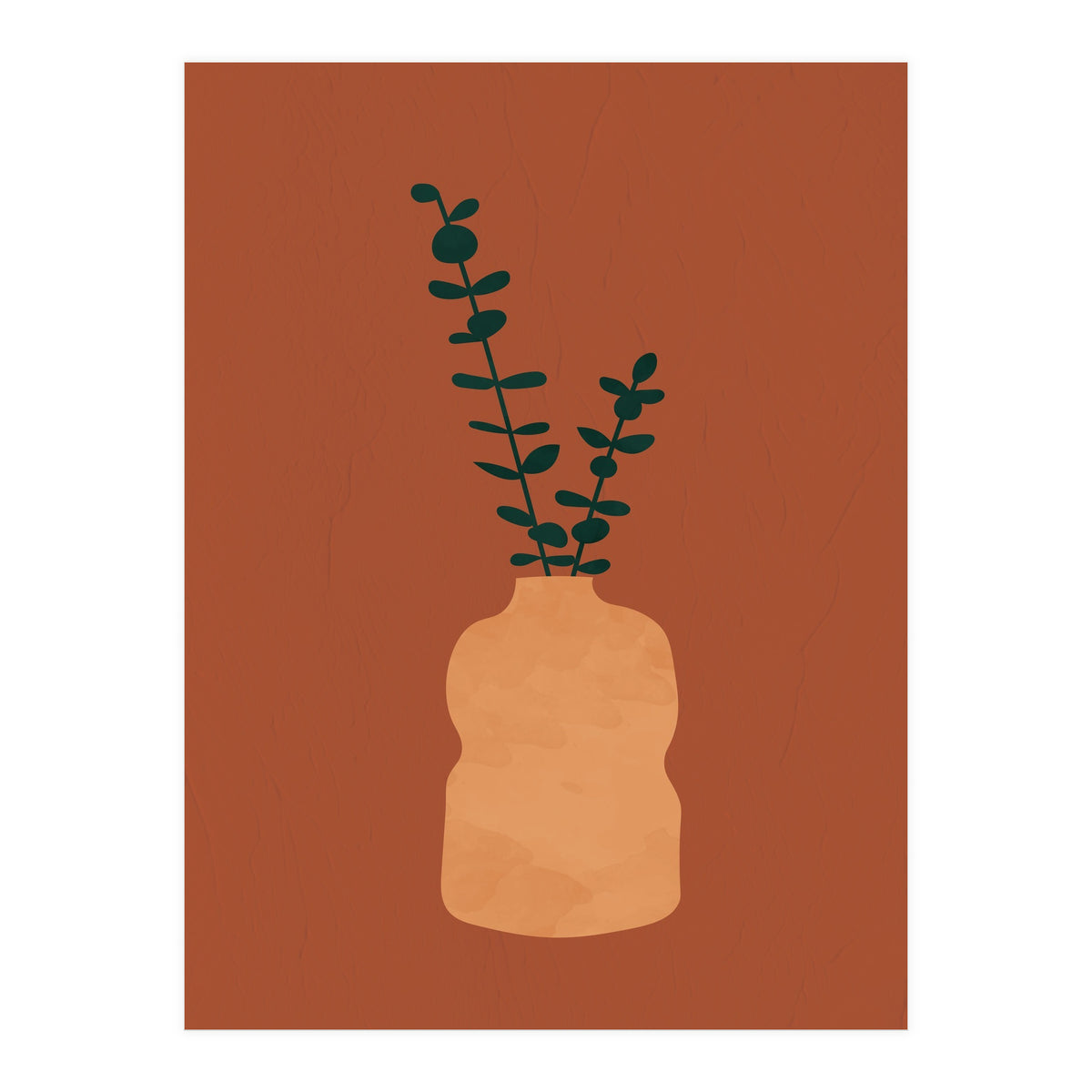 Terracotta Earth Tones Wall Decor Pottery Plant II (Print Only)