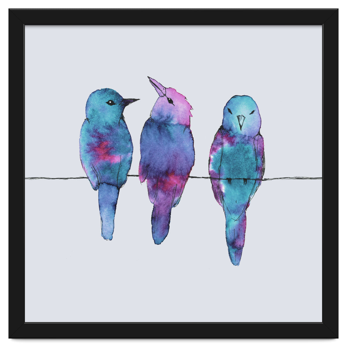 Three birds on a wire