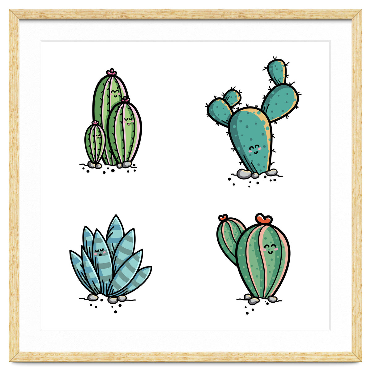 Kawaii Cute Cacti Desert Plants