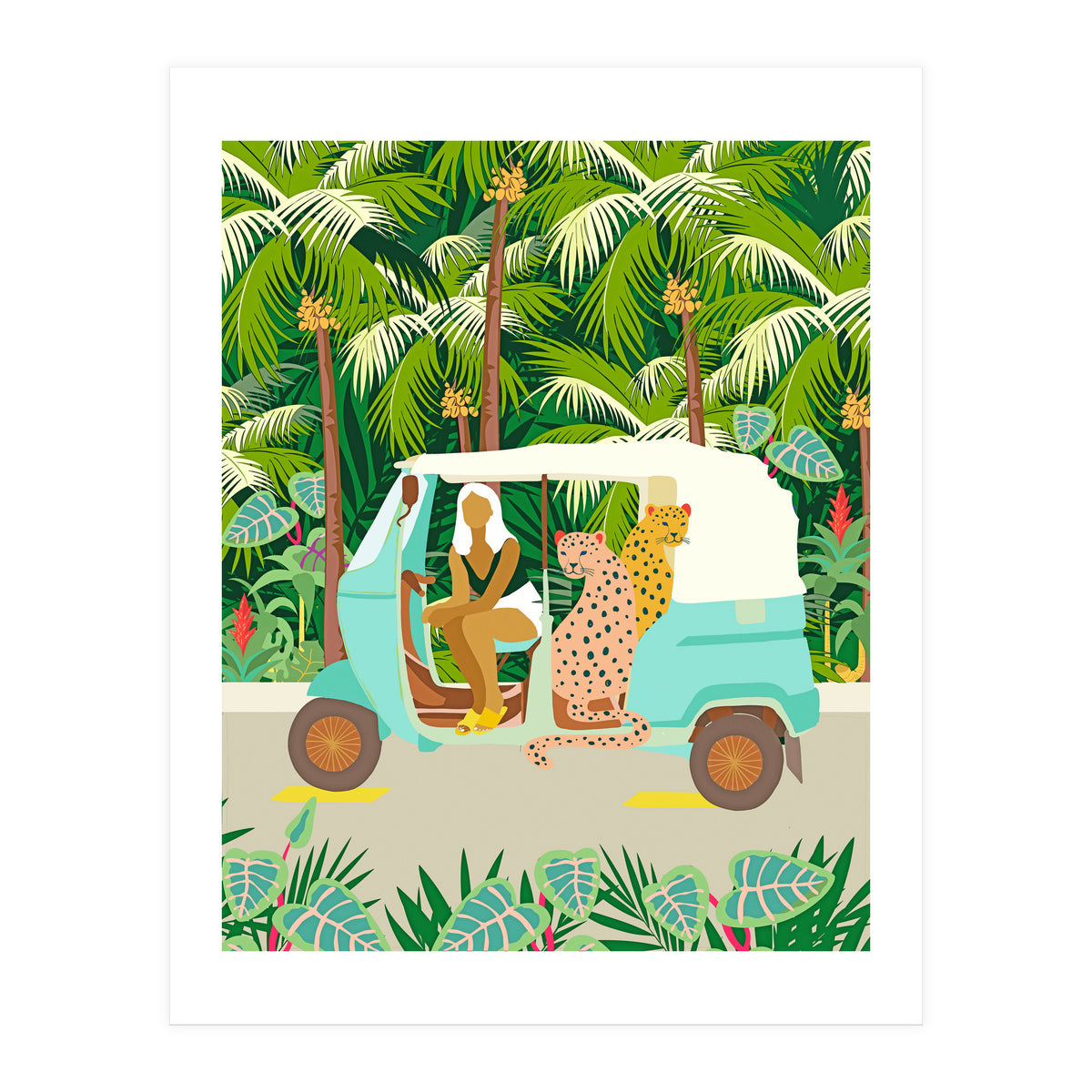 Rikshaw ride with Javan leopards in Bali | Tropical Nature Jungle Bohemian Wildlife Travel (Print Only)