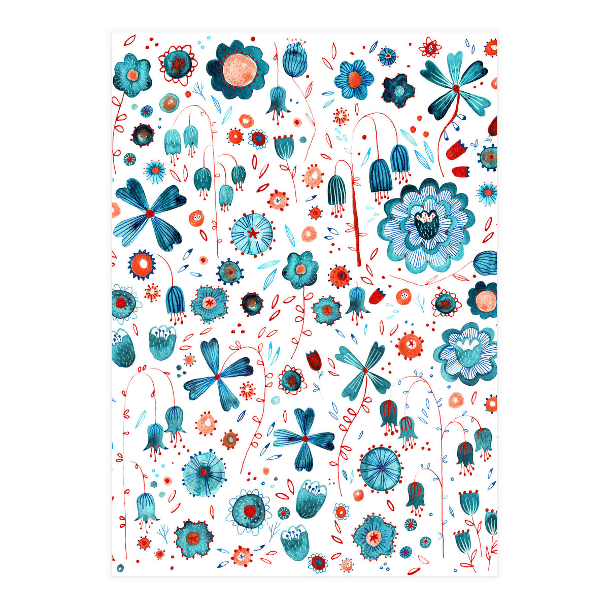 Turquoise Flower Mashup (Print Only)