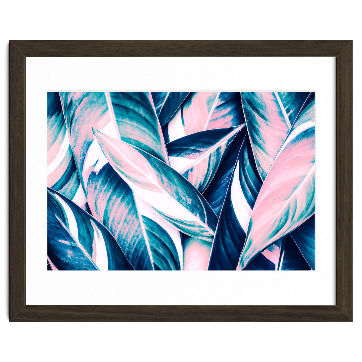Botanical leaf pink and blue