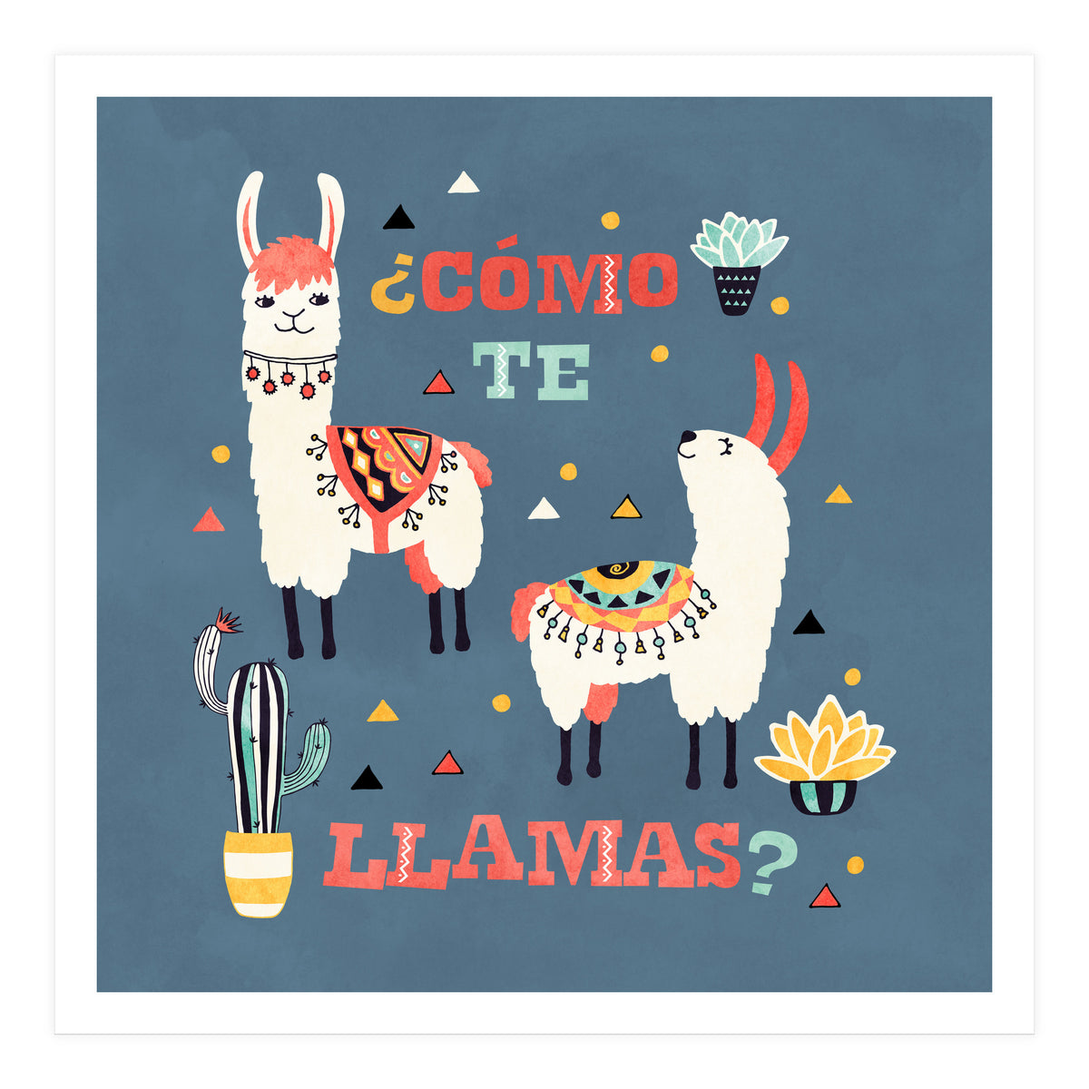 Llama With Cactus Como Te Llamas Spanish Saying 1 (Print Only)