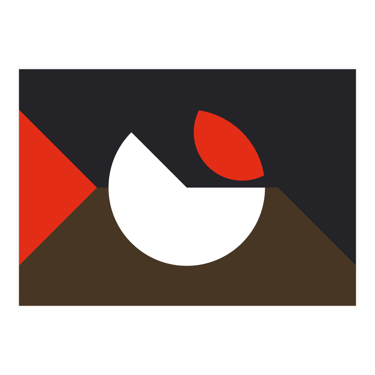 Geometric Shapes No. 10 - brown, dark blue & red (Print Only)