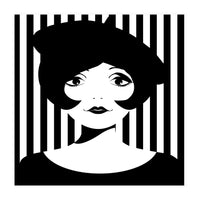 Retro 1960s Young Woman black and white (Print Only)
