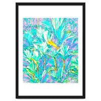 Palm Garden, Tropical Nature Jungle Botanical Painting, Bohemian Intricate Pastel Forest