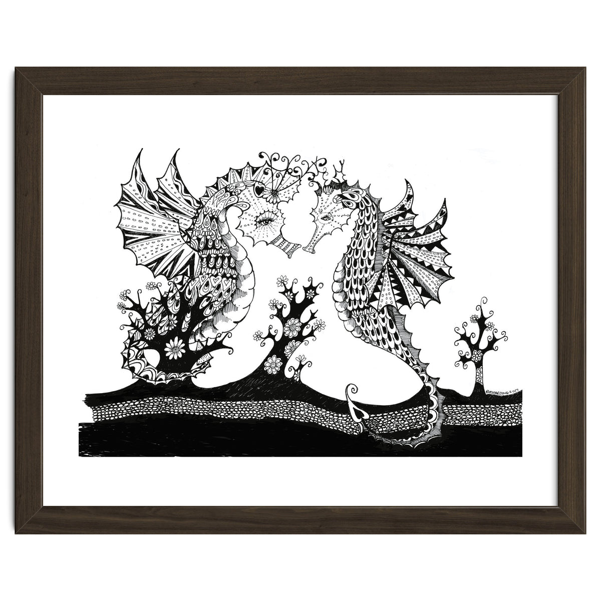 Seahorse Dragons Love Illustration